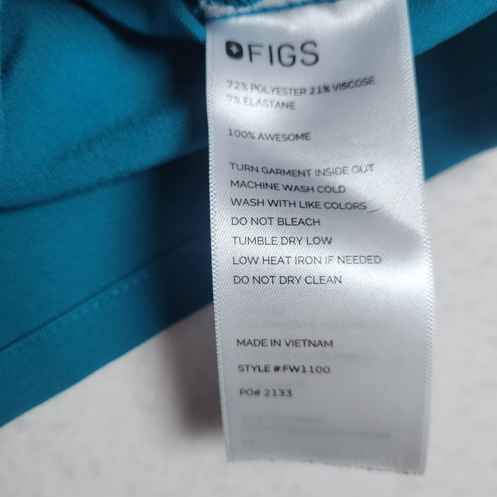 FIGS Casma 3 Pocket V-Neck Scrub Top Teal Blue Women XXS FW1100 - Picture 6 of 9